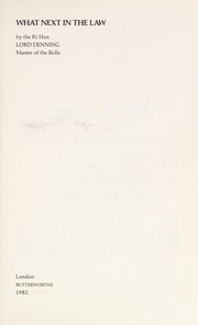 Front cover of What next in the law by Alfred Thompson Denning