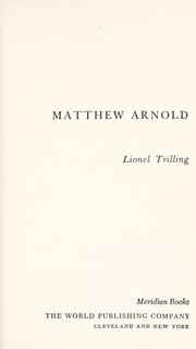Cover of Matthew Arnold by Lionel Trilling