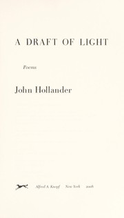 Cover of A draft of light by John Hollander