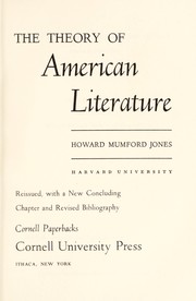 Front cover of The theory of American literature by Howard Mumford Jones