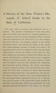 Front cover of A history of the state printer's monopoly of school books by Fred M. Campbell