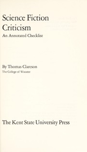 Front cover of Science fiction criticism; an annotated checklist by Thomas D. Clareson