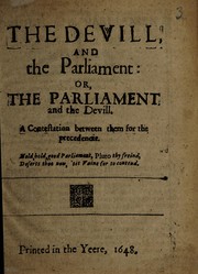 Front cover of The devill and the parliament, or, The parliament and the Devill by Thomas Pennant Barton