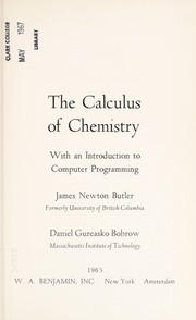 Front cover of The calculus of chemistry by James Newton Butler