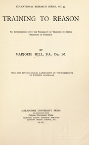 Front cover of Training to reason by Marjorie Hill Allee