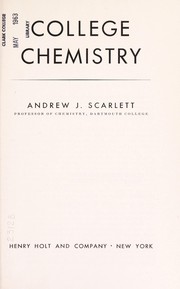 Front cover of College chemistry by Andrew J. Scarlett