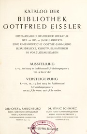 Cover of Katalog der Bibliothek Gottfried Eissler by Gottfried Eissler