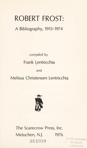 Cover of Robert Frost by Frank Lentricchia
