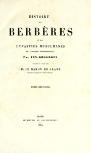 Cover of Histoire des berbères et des dynasties musulmanes de l'Afrique septentrionale by Ibn Khaldūn