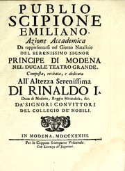 Cover of Publio Scipione Emiliano by Rinaldo d'Este Duke of Modena and Reggio