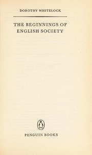 Cover of The beginnings of English society by Dorothy Whitelock