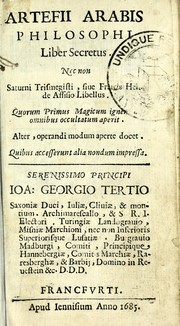 Front cover of Artefii Arabis philosophi Liber secretus by Artephius