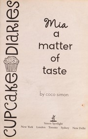 Front cover of Mia, a matter of taste by Coco Simon