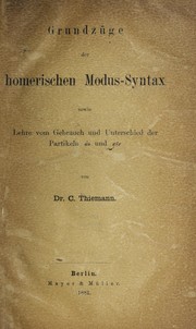 Front cover of Grundzüge der homerischen Modus-Syntax by Carl Thiemann