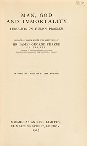 Cover of Man, God and immortality by James George Frazer