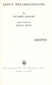 Front cover of Kant's Weltanschauung by Richard Kroner