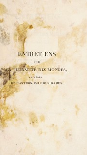 Front cover of Entretiens sur la pluralité des mondes [I-VI] by Fontenelle M. de