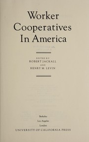 Cover of Worker cooperatives in America by Robert Jackall