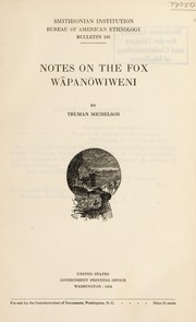 Cover of Notes on the Fox Wâpanōwiweni by Truman Michelson