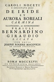 Front cover of Caroli Noceti e Societate Jesu De iride et aurora boreali carmina by Carlo Noceti