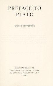 Cover of Preface to Plato by Eric Alfred Havelock