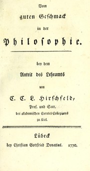 Front cover of Vom guten Geschmack in der Philosophie by Christian Cajus Lorenz Hirschfeld