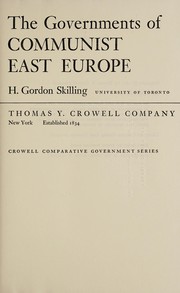 Cover of The governments of Communist East Europe by H. Gordon Skilling
