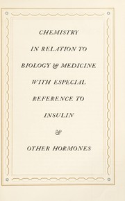 Front cover of Chemistry in relation to biology & medicine by John Jacob Abel