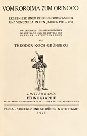 Front cover of Vom Roroima zum Orinoco by Theodor Koch-Grünberg