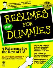 Cover of Resumes for dummies by Joyce Lain Kennedy