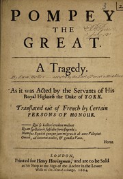 Front cover of Pompey the Great by Pierre Corneille