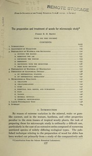 Front cover of The preparation and treatment of woods for microscopic study by Forest Buffen Harkness Brown