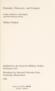 Cover of Formula, character, andcontext by William Whallon