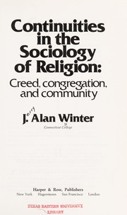 Front cover of Continuities in the sociology of religion by Jerry Alan Winter