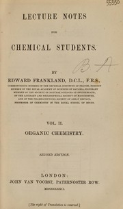 Cover of Lecture notes for chemical students by Edward Frankland