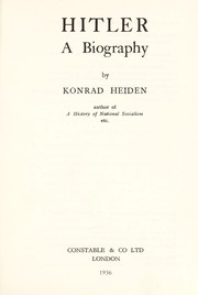 Cover of Hitler by Konrad Heiden
