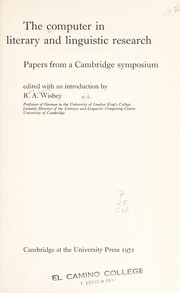 Front cover of The Computer in literary and linguistic research by R. A. Wisbey