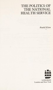 Front cover of The politics of the National Health Service by Klein, Rudolf