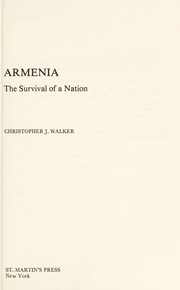 Cover of Armenia by Christopher J. Walker