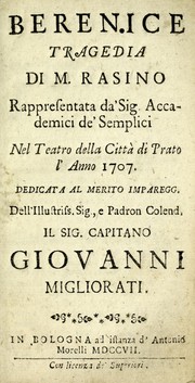 Front cover of Berenice by Jean Racine