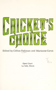 Cover of Cricket's Choice by Clifton Fadiman