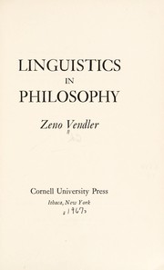 Front cover of Linguistics in philosophy by Zeno Vendler