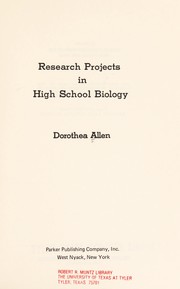 Front cover of Research projects in high school biology by Dorothea Allen
