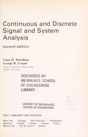 Front cover of Continuous and discrete signal and system analysis by Clare D. McGillem