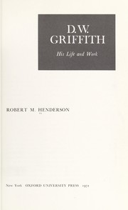 Cover of D.W. Griffith by Robert M. Henderson