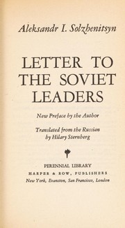 Cover of Letter to Soviet leaders by Александр Исаевич Солженицын
