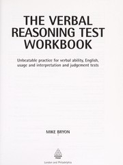 Cover of Verbal reasoning test workbook by Mike Bryon