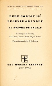 Front cover of Père Goriot and Eugénie Grandet by Honoré de Balzac