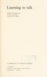 Cover of Learning to talk by John McShane