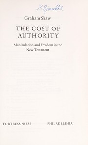 Front cover of The cost of authority by Graham Shaw